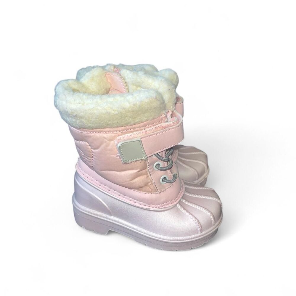 Cat & Jack Baby Pink Snow Faux Fur Boots SZ 5